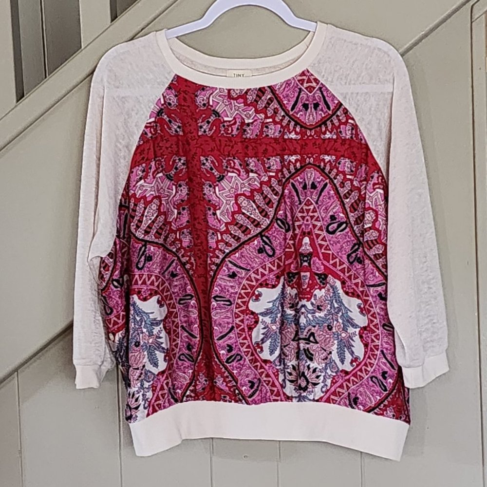 Anthropology Tiny Mixed Fabric Top, Size 1X, Fits Most Sizes